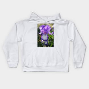 Gorgeous Purple and White Bearded Iris Flower Kids Hoodie